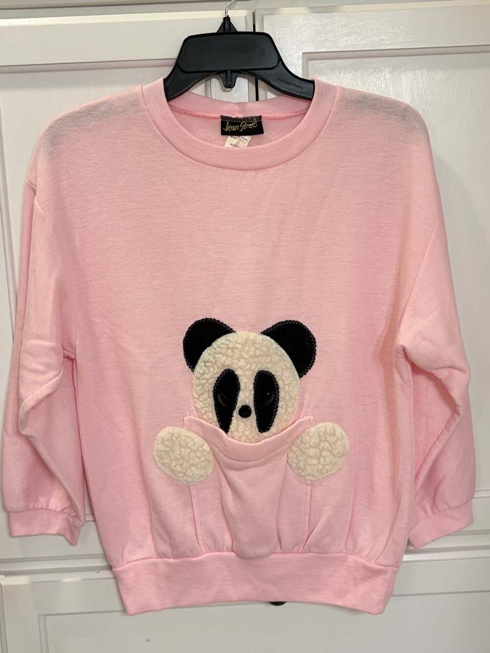 Vintage Jean Street Pink Panda Applique Sweatshirt Made USA Medium 80s 90s
